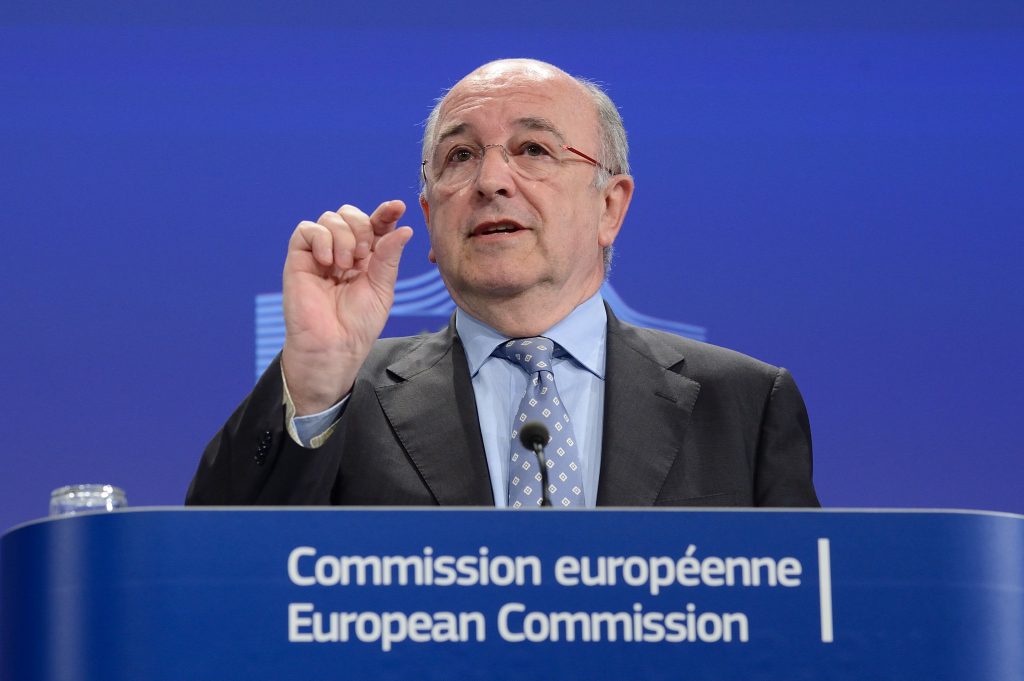 El comisario europeo de Competencia, el español Joaquín Almunia, durante la rueda de prensa. FOTO: CE.