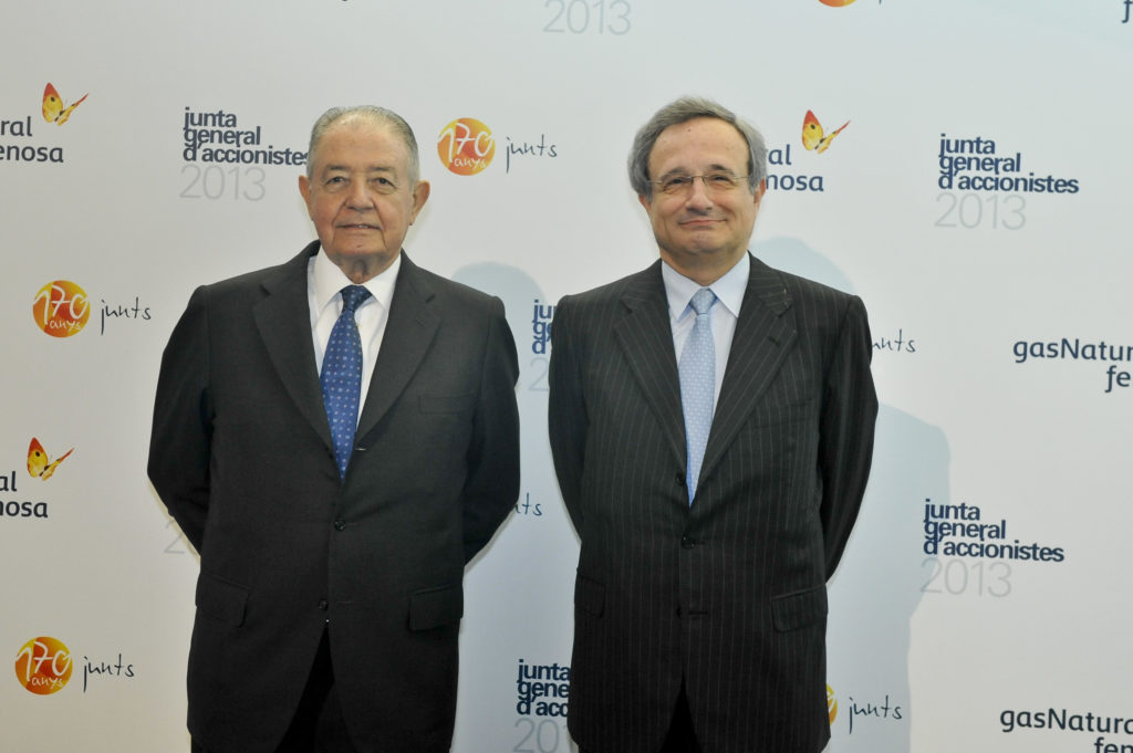 Presidente de Gas Natural Salvador Gabarró, y el consejero delegado, Rafael Villaseca. FOTO: Gas Natural Fenosa