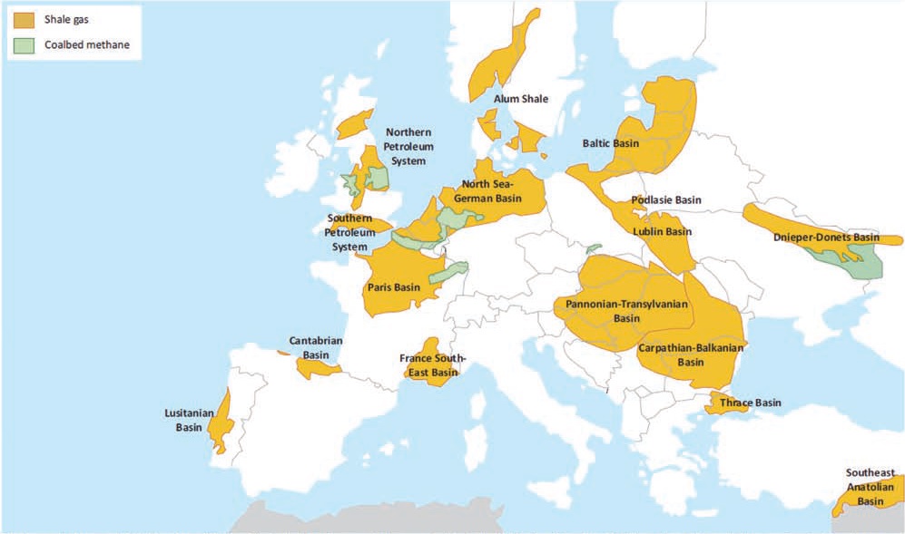 Potencial geologico del Shale Gas en Europa.