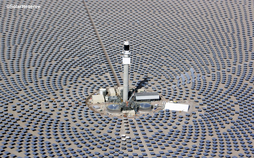 Planta termosolar de Solar Reserve en Nevada.