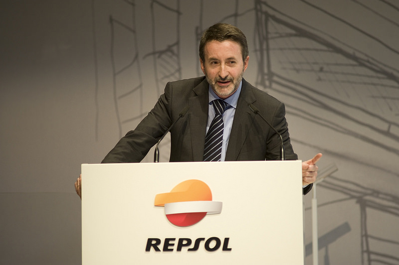 El consejero delegado de Repsol, Josu Jon Imaz, durante la comparecencia con los medios. FOTO: Repsol.