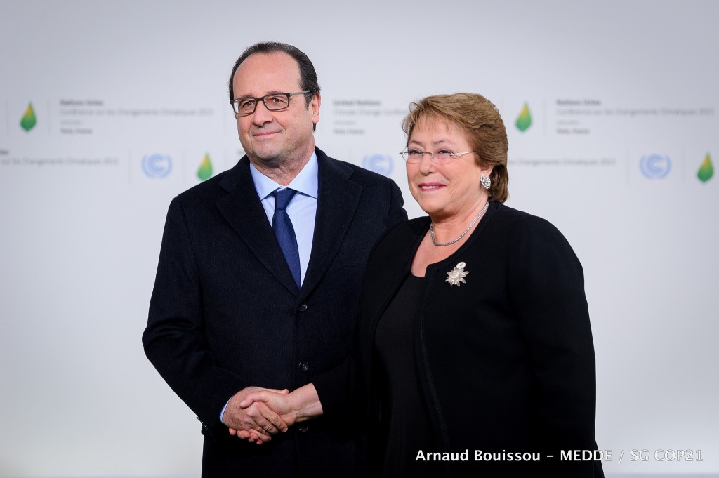 Michele Bachelet a su llegada a la COP21 de París. FOTO: COP21.