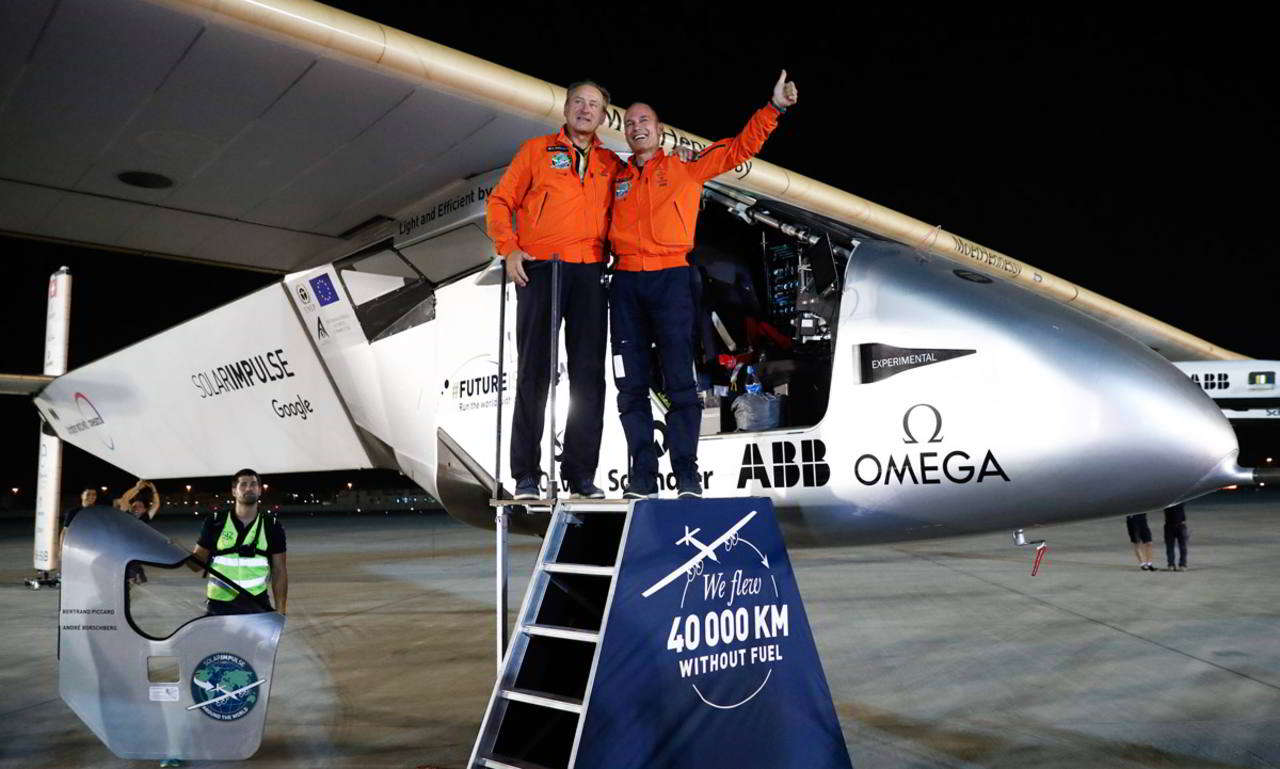 Los pilotos del Solar Impulse II, los suizos Bertrand Piccard y Andre Borschberg.