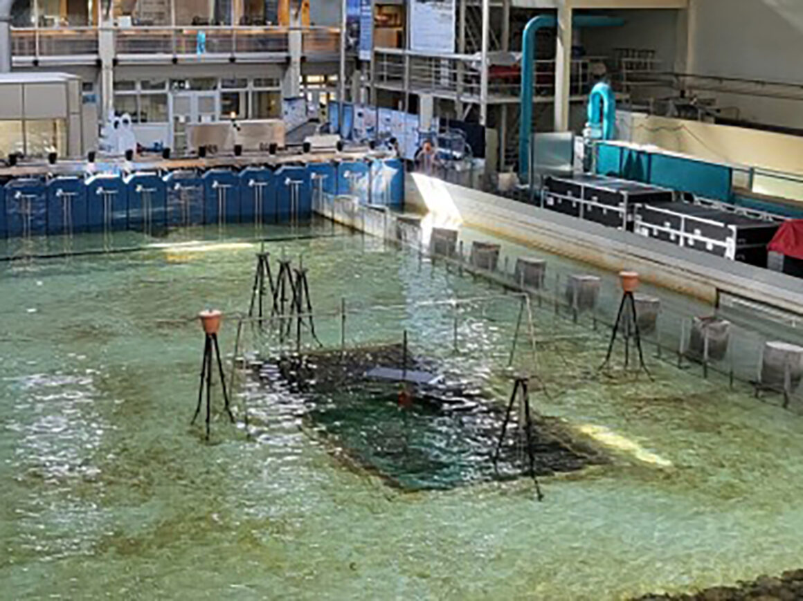 Imagen de la piscina donde se realizarán los ensayos de las instalaciones solares flotantes marinas. FOTO Universidad de Oviedo