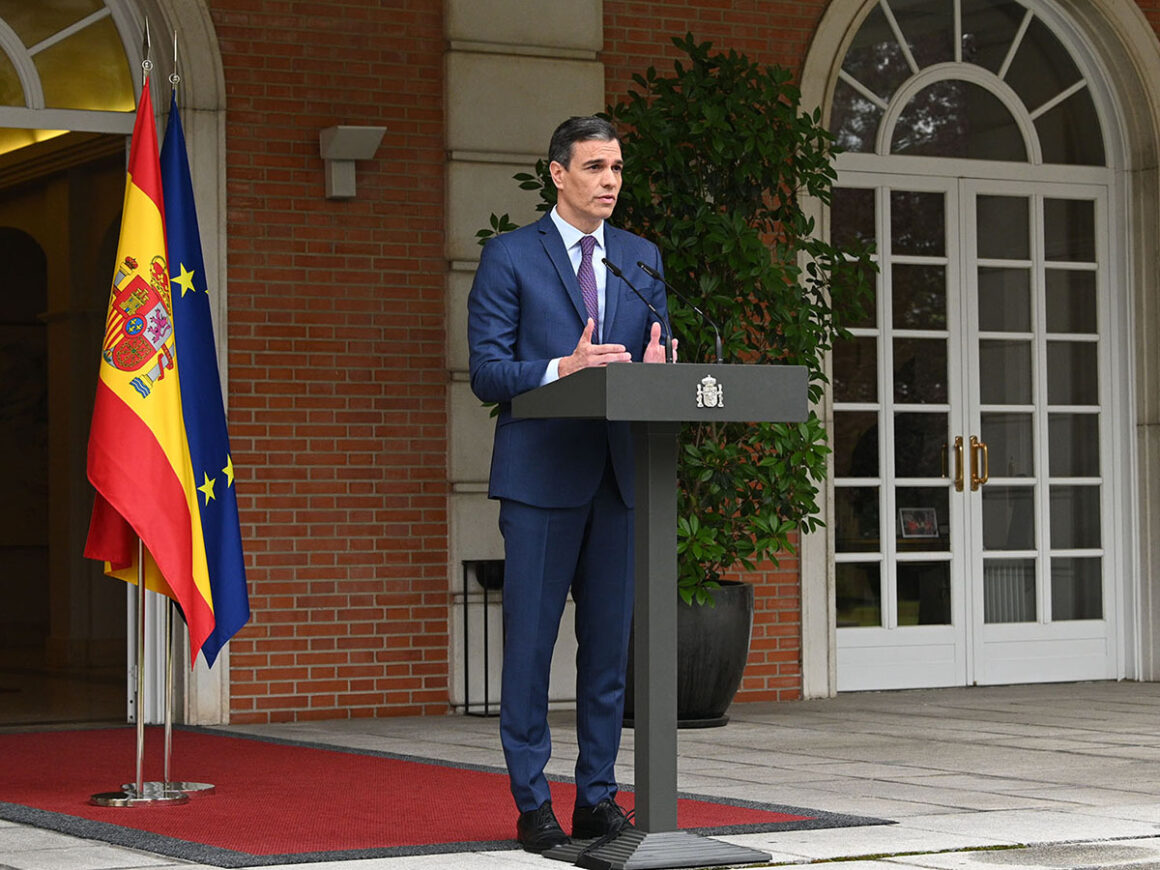 El presidente del Gobierno comparece para anunciar la convocatoria de elecciones generales. FOTO: Pool Moncloa/Borja Puig de la Bellacasa. La Moncloa